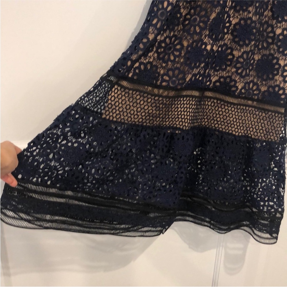 Self Portrait Navy Lace Dress - Picture 3 of 11